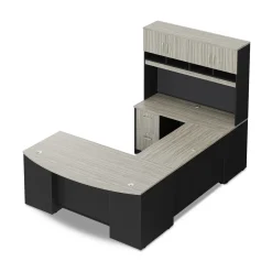 Via U-Shaped Bowfront Desk with Hutch - 72