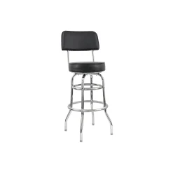 Vinyl Barstool with Chrome Frame and Back Rest