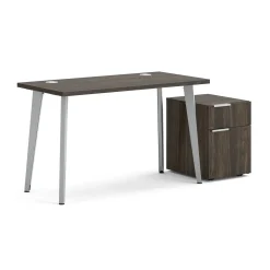 Voi Angled Leg Writing Desk w/ Pedestal - 48"W x 24"D