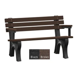 4'W Outdoor Bench with Backrest and Arms