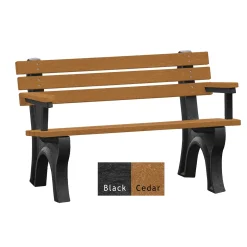 4'W Outdoor Bench with Backrest and Arms