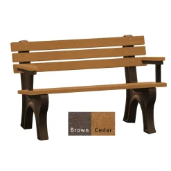 4'W Outdoor Bench with Backrest and Arms