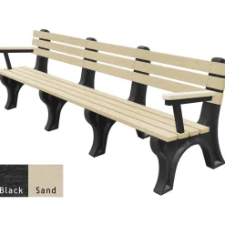 8'W Outdoor Bench with Backrest and Arms