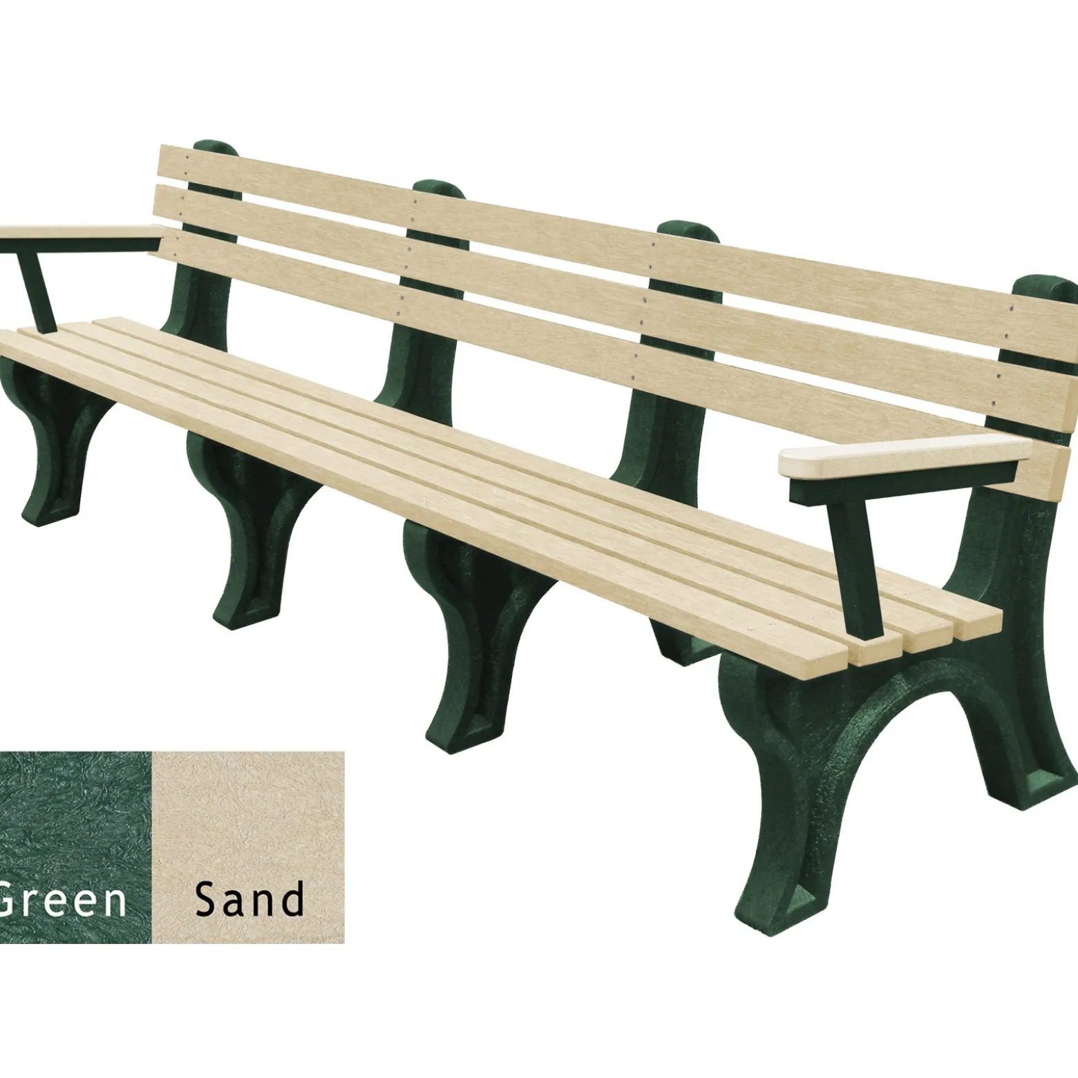 8'W Outdoor Bench with Backrest and Arms