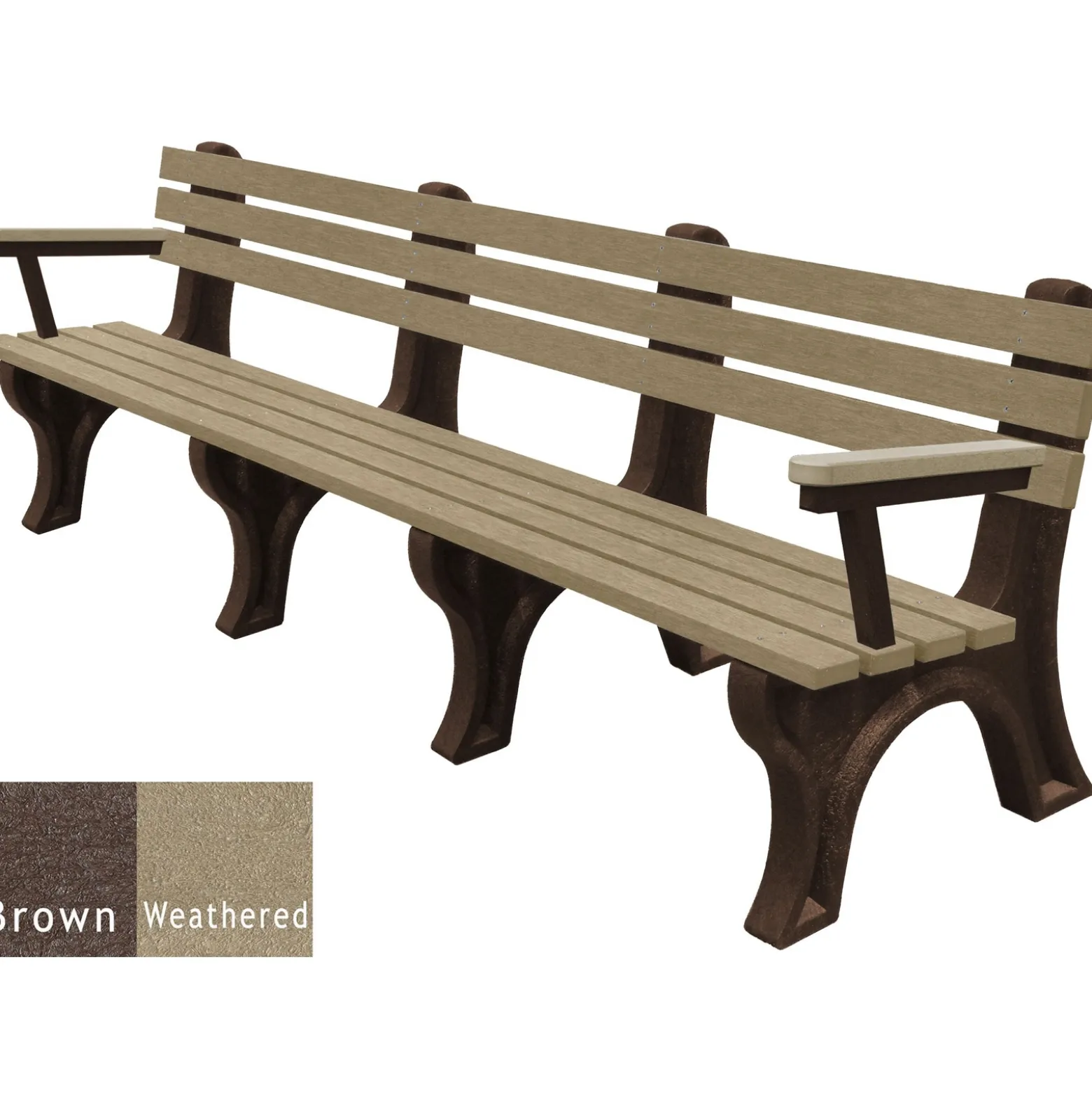 8'W Outdoor Bench with Backrest and Arms