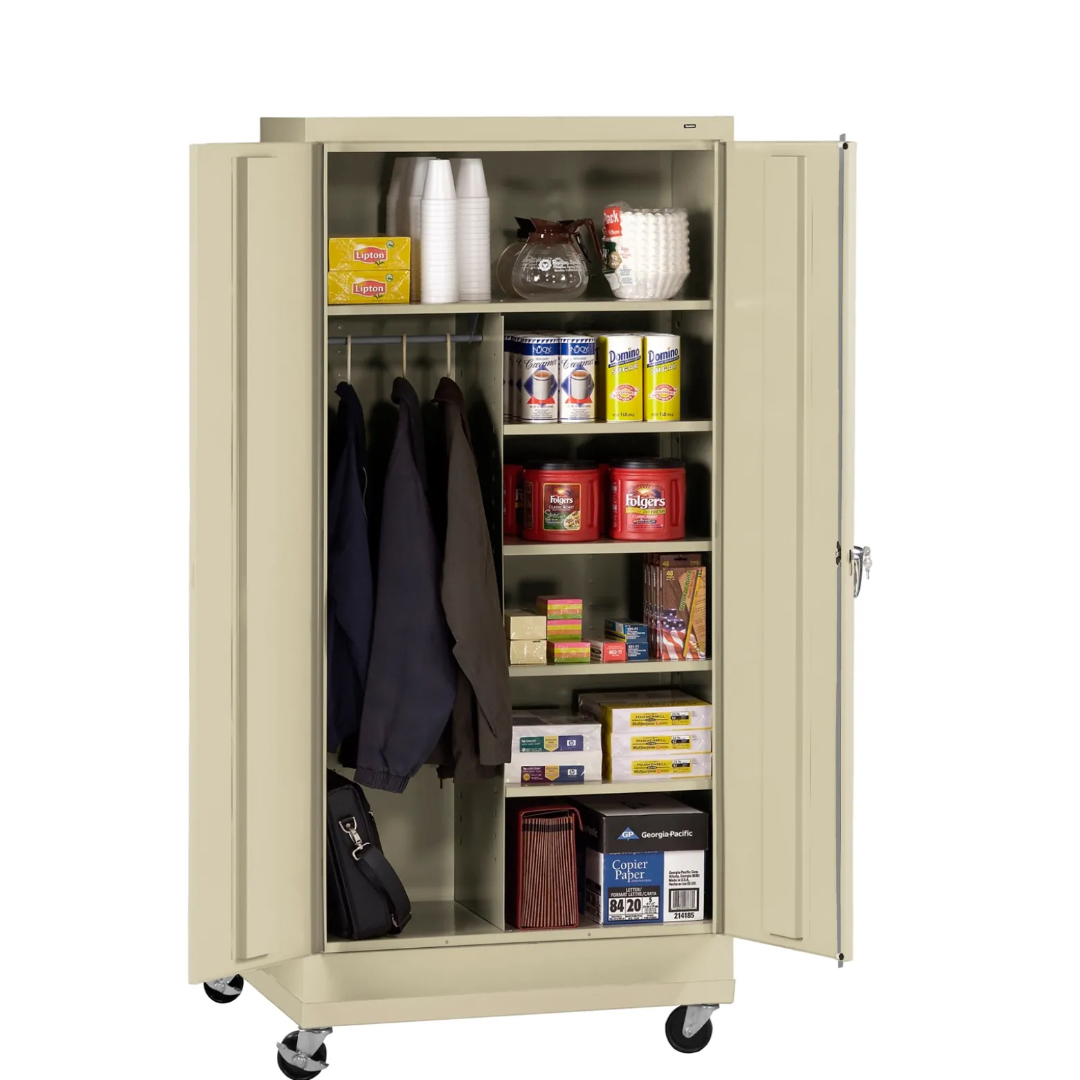 36"W x 18"D x 79"H Mobile Combination Storage Cabinet