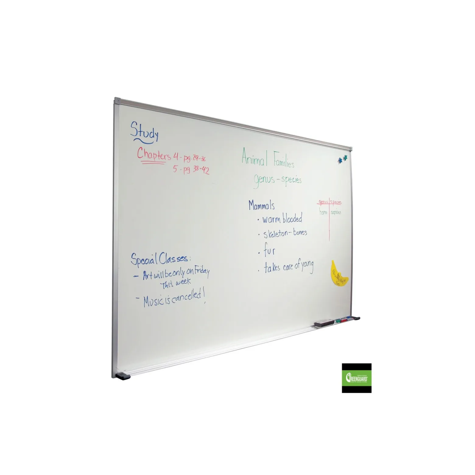 5'W x 3'H Aluminum Trim Porcelain White Board