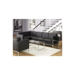 Wall Street Faux Leather L-Shaped Sofa