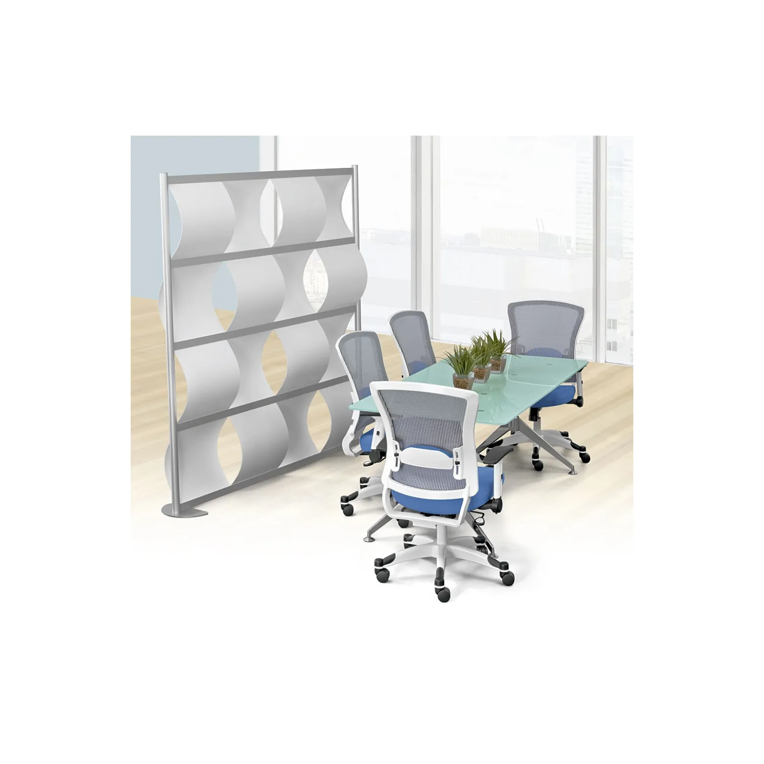 Wave Panel Wall Mobile Partition - 100"W